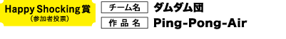 Happy Shocking賞 チーム名：ダムダム団　作品名：Ping-Pong-Air